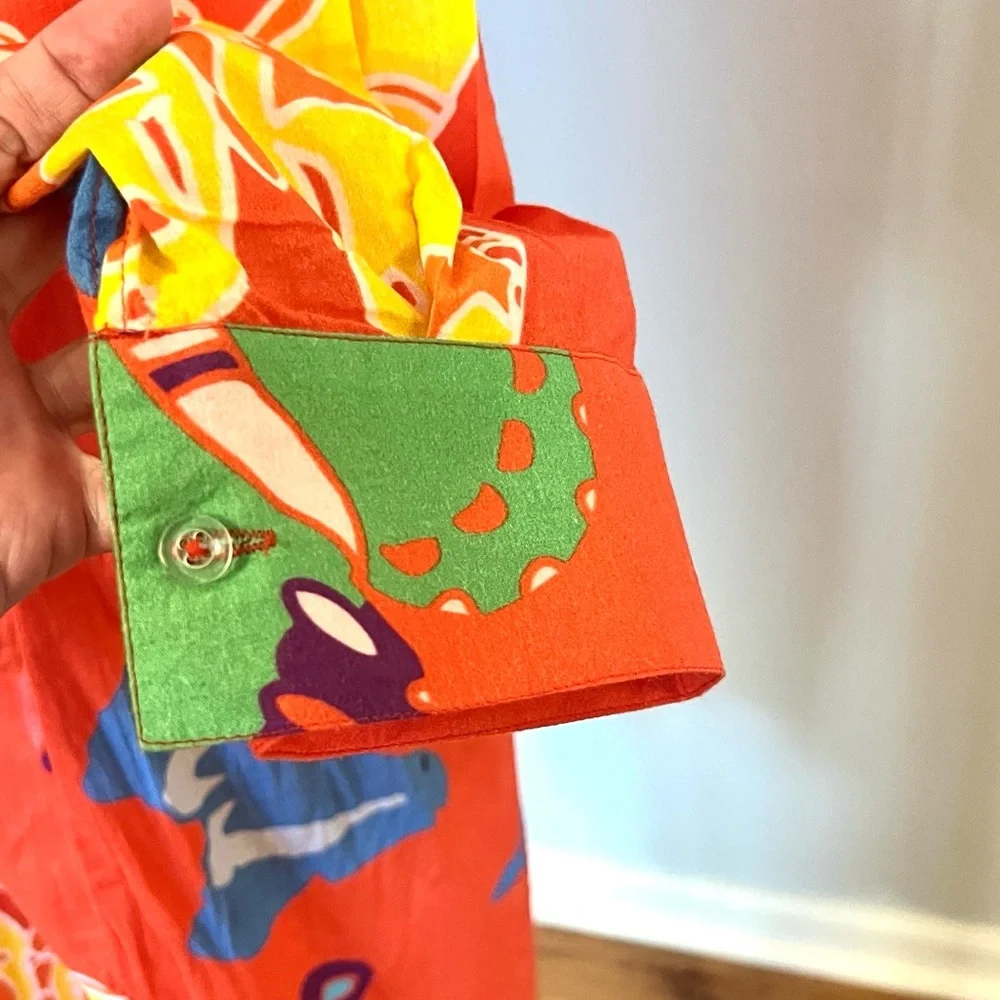 Sheridan French, Bold Abstract Print Lightweight Shirt Dress Boho Resort Size L - Picture 6 of 9